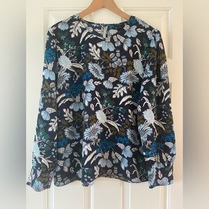 Ann Taylor leaf floral print blouse Large